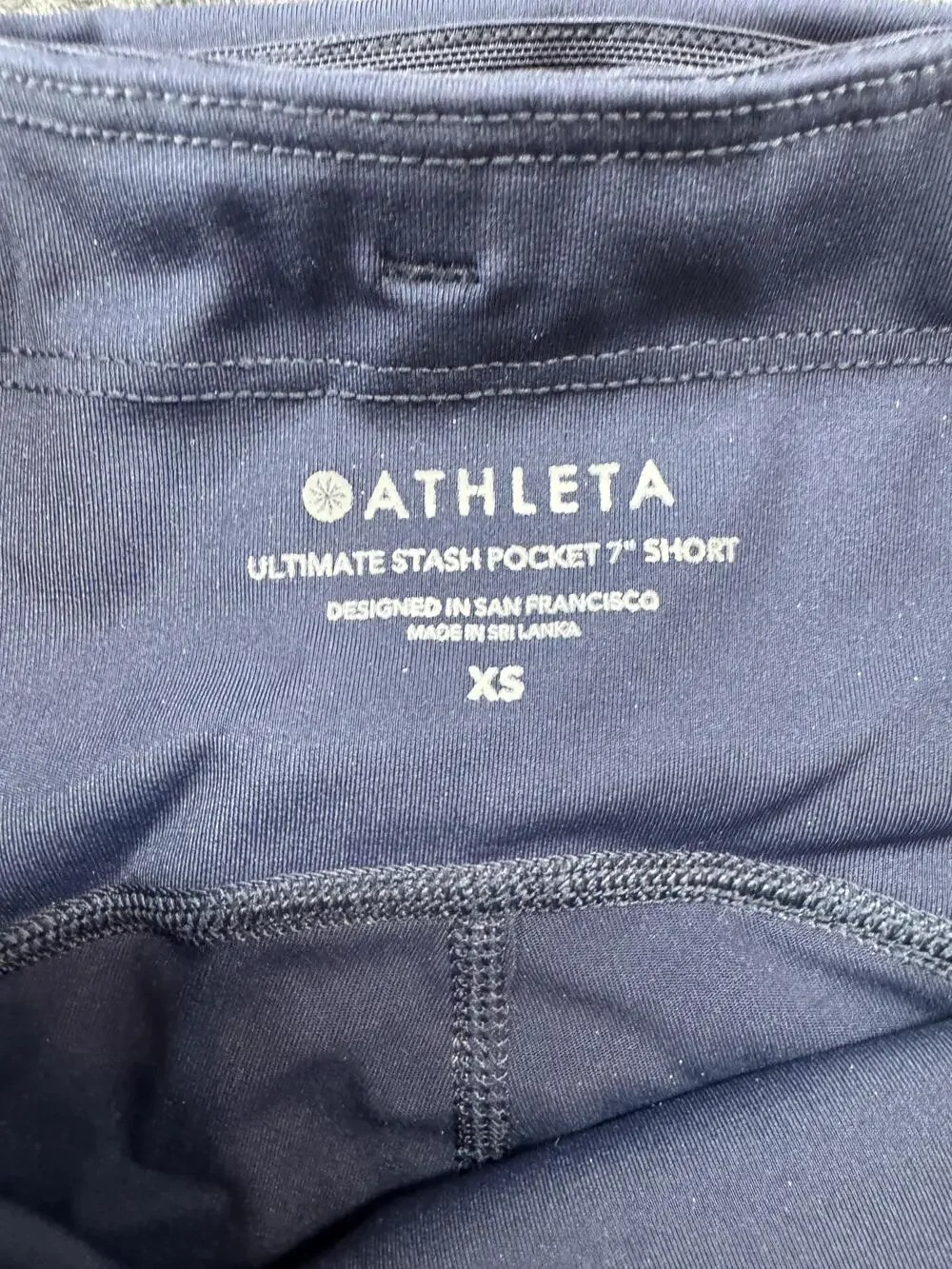 Athleta Ultimate Stash Pocket Biker Shorts Womens XS Blue 6.5 Inseam Yoga Gym
